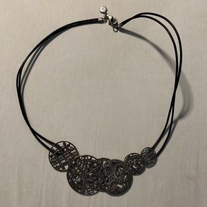 Silpada silver and brown leather short necklace